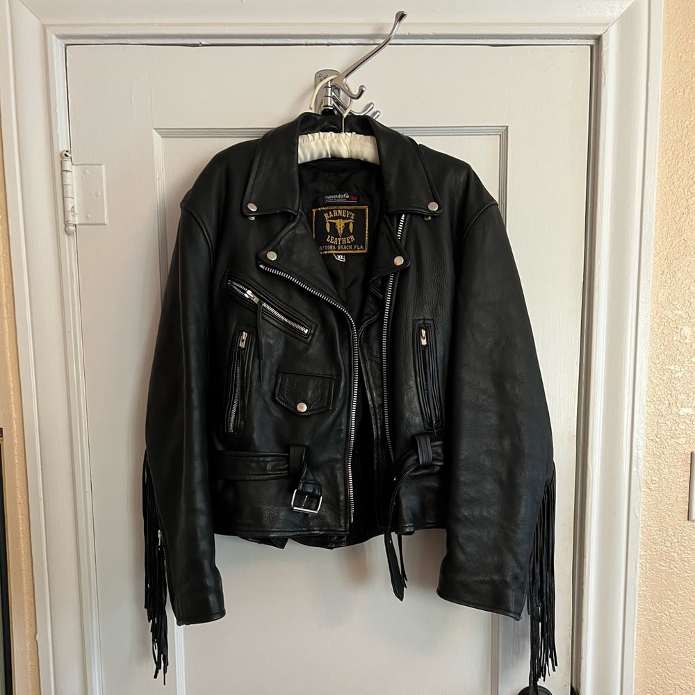 Black Leather Biker Jacket Women’s XL